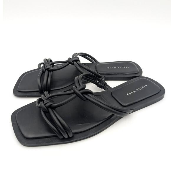 Azalea Wang Stetson Tubular Straps Knot Flat Sandals Womens Black Size US11 EU41 - Picture 1 of 12